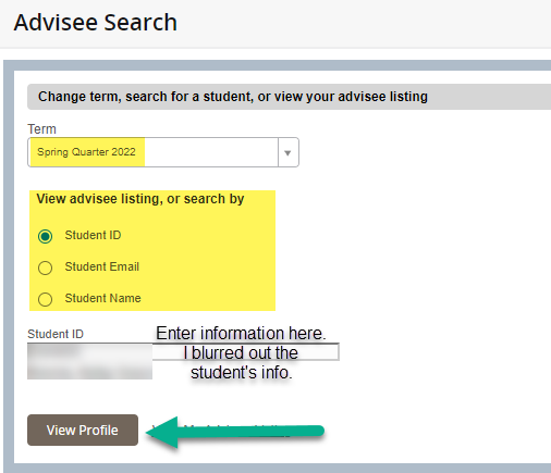 EagleNET advisee search