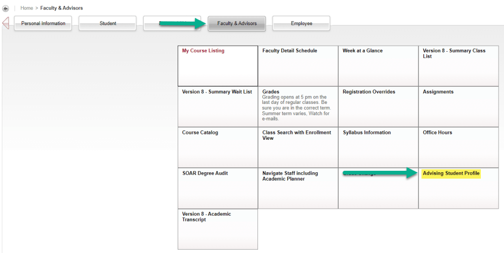 EagleNet Advising Student Profile