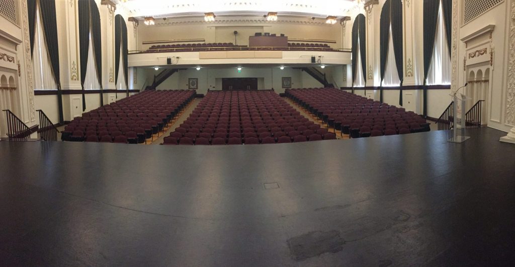 the showalter auditorium standing from the stage