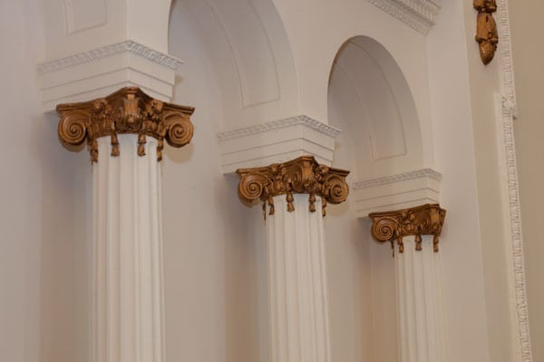 the columns in the showalter auditorium