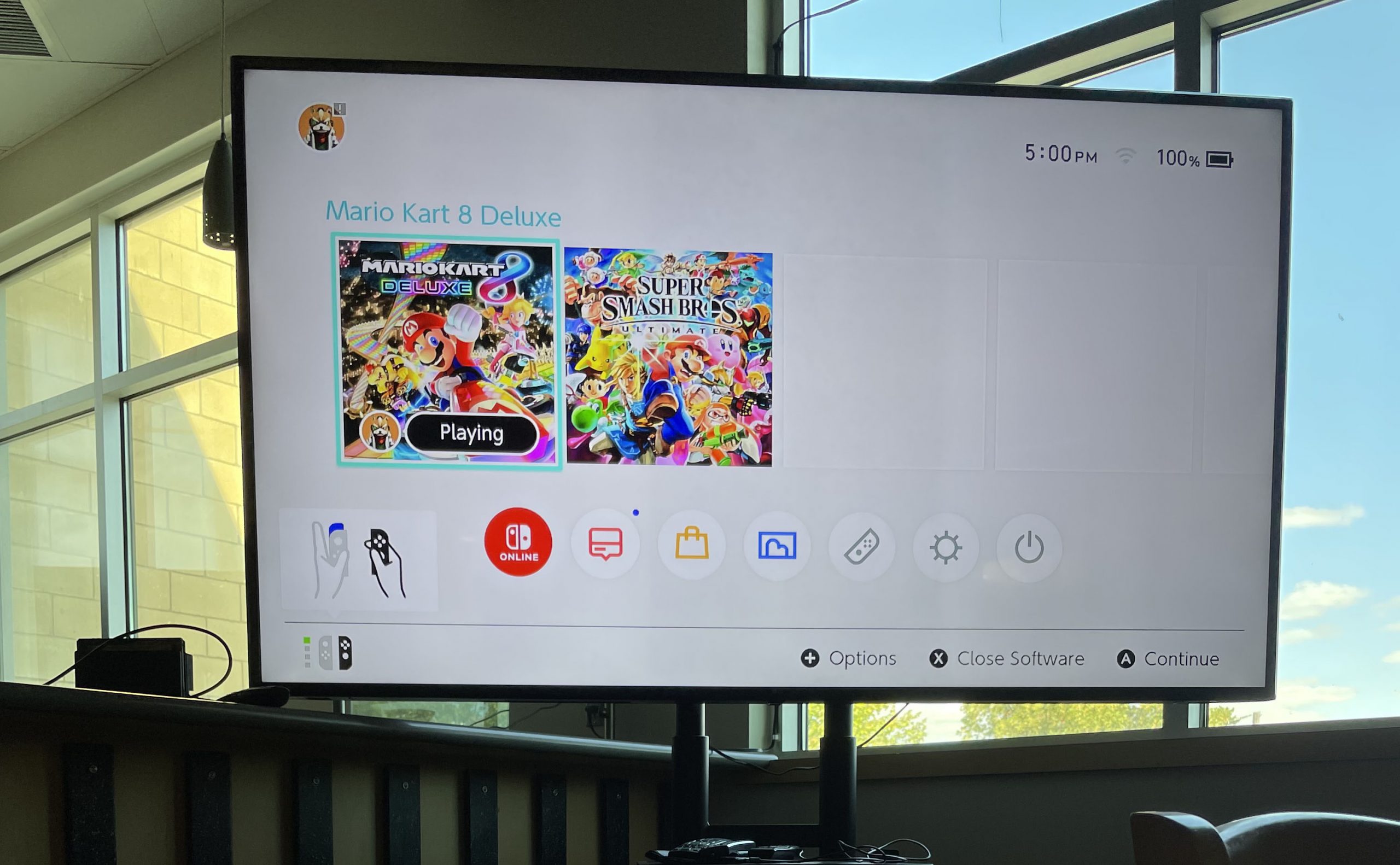 Nintendo Switch home screen