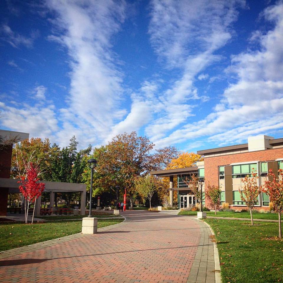 Campus in the fall. Patterson and Tawanka Commons are visible.