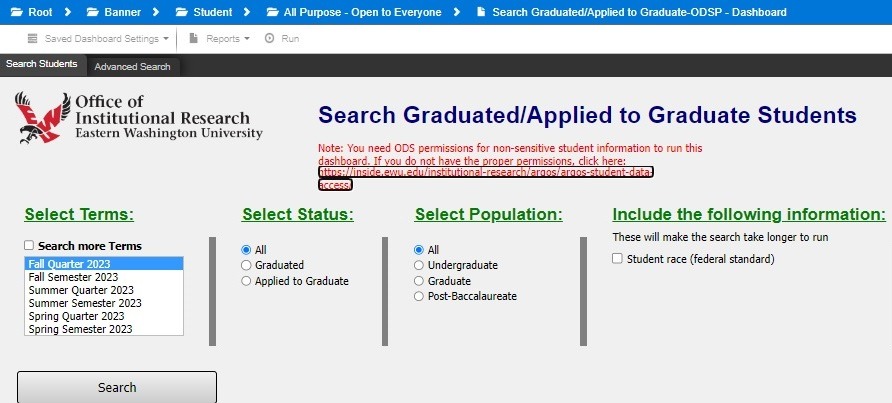 Graduated / Applied to Graduate Dashboard