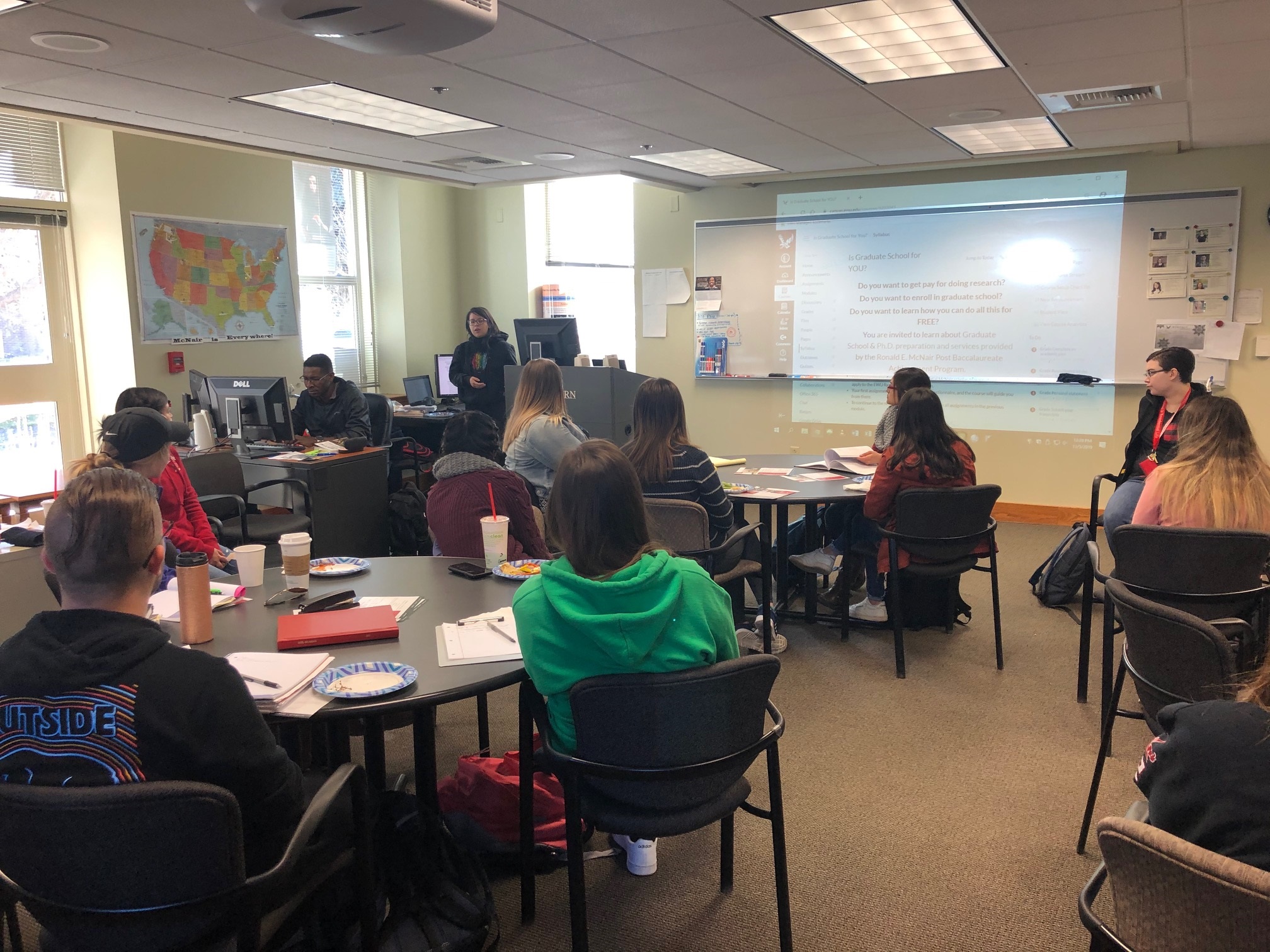 EWU McNair Scholar Marixza Torres Tells Students at EWU McNair Fall Orientation what the program does for students.