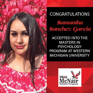 Samantha Sanchez Graduate School Acceptances 2021 WMU