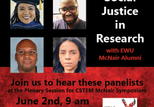 Social Justice in Research with EWU McNair Alumni. Join us to hear these panelists June 2nd, 9 am.