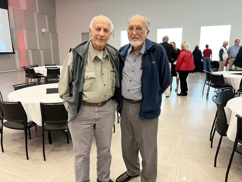 A photo of two people