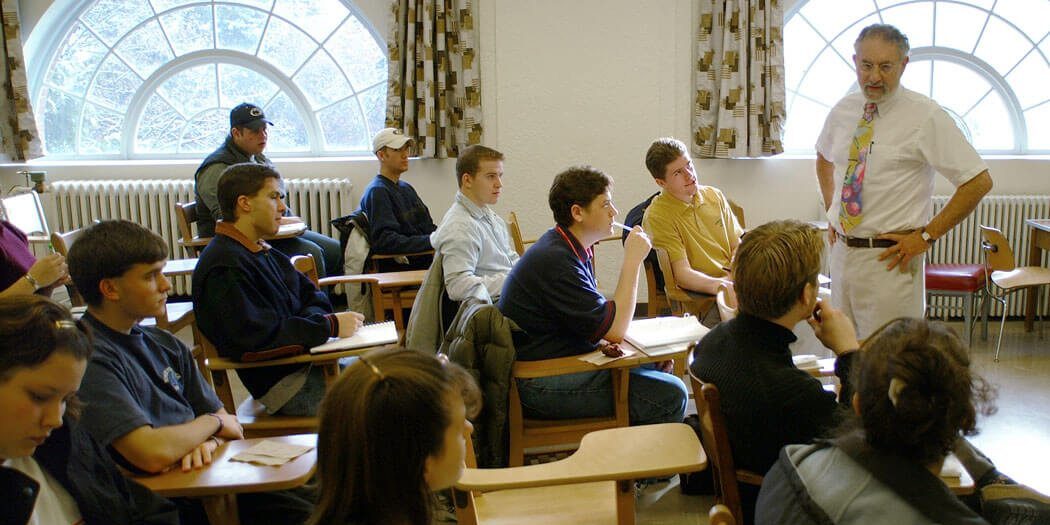 Students and a professor in a classroom