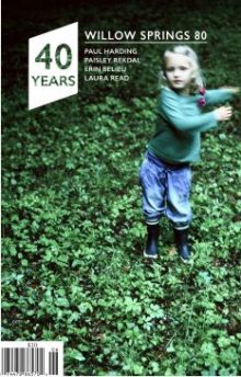 Willow Springs Issue 80 cover shows photo of little girl in rain boots standing in ivy.